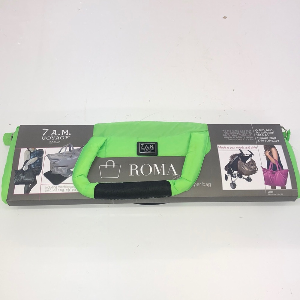 7am Voyage Roma Neon Bag Large Diaper Bag Green